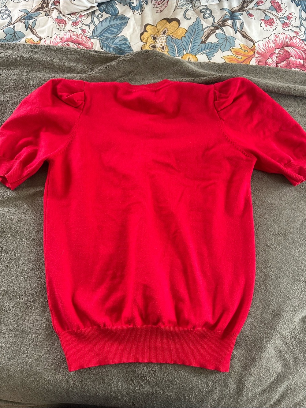 Vine & Love Red V-Neck Short Sleeve Sweater